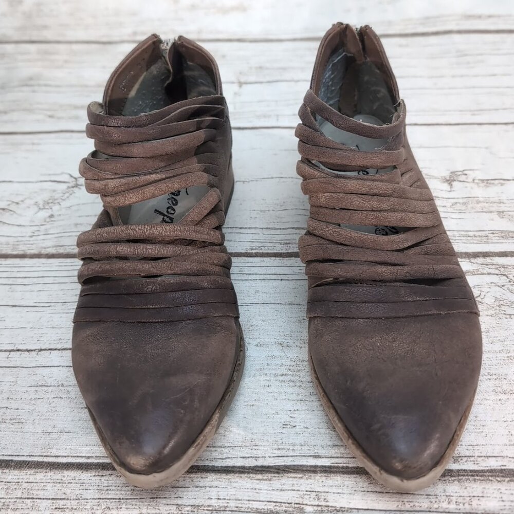 Free People Lost Valley Strappy Super Low Bootie Shootie Women Size 37